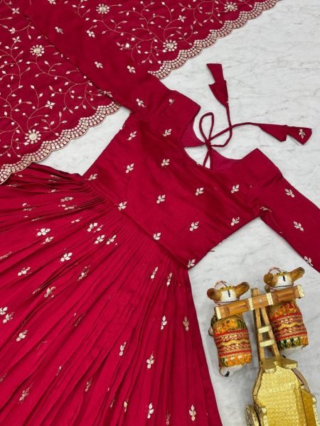 New Vichitra Silk Gown Set With Sequin Work   Dupatta Ready to Wear Best Price  Ready To Wear Collection