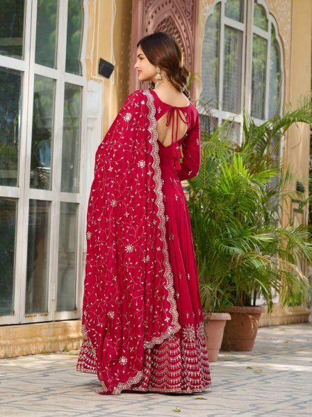 New Vichitra Silk Gown Set With Sequin Work   Dupatta Ready to Wear Best Price  Ready To Wear Collection