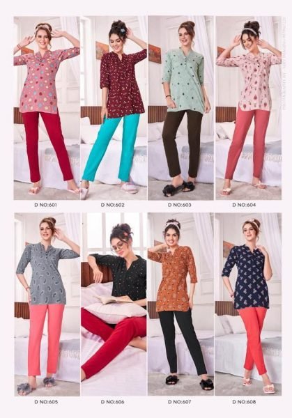 Premium Sinker Cotton Night Suit for Women Printed Kurti   Solid Pajama Set Night Suit Wholesale