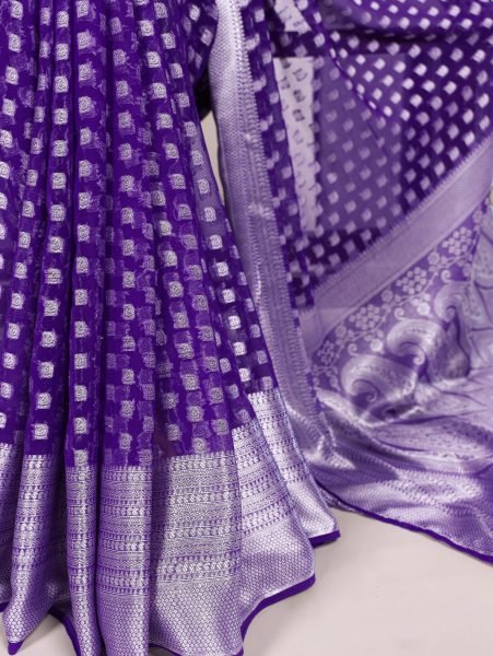 Nylon Georgette Sarees with Zari Work Latest Collection for Festive - Wedding & Event Wear by Royal Export Georgette Sarees Wholesale