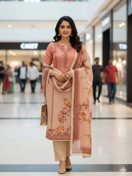 Nymera Pink Designer Suit Set with Dupatta for Family Functions Full Set Dress Material