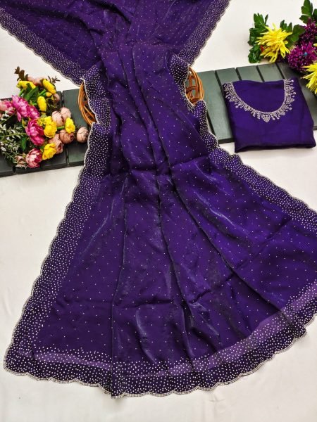 Nythera Royal Purple Space Silk Saree with Elegant Work for Family Functions Designer Wedding Sarees Wholesale