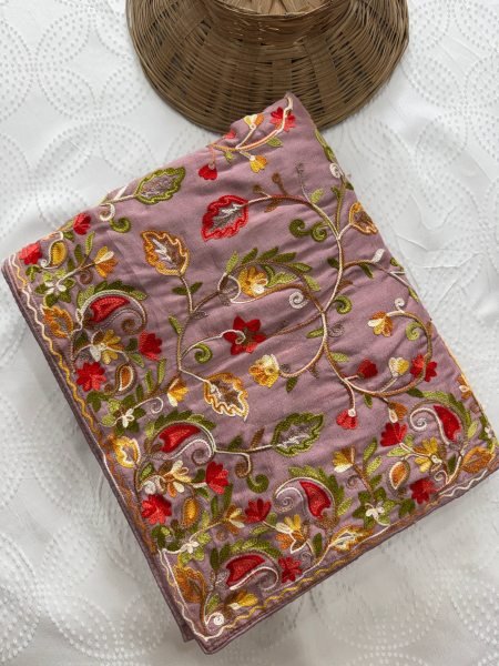 Nyvoria Pink Soft Crush Silk Saree with Rich Work for Family Functions Embroidery Sarees Wholesale