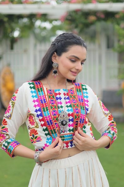 Off White Embroidered Lehenga Choli Elegant Navratri Collection 2025 Navratri Lehnega Choli