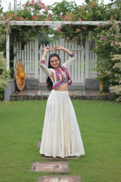 Off White Embroidered Lehenga Choli Elegant Navratri Collection 2025 Navratri Lehnega Choli