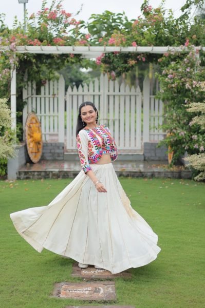 Off White Embroidered Lehenga Choli Elegant Navratri Collection 2025 Navratri Lehnega Choli