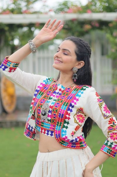 Off White Embroidered Lehenga Choli Elegant Navratri Collection 2025 Navratri Lehnega Choli