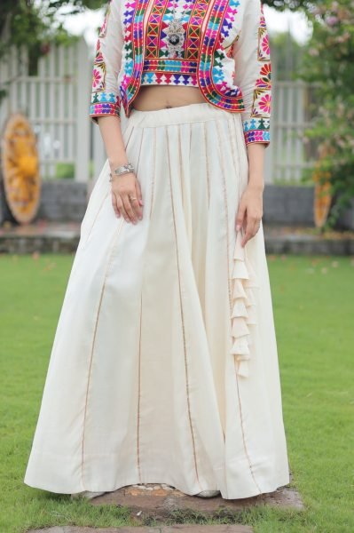 Off White Embroidered Lehenga Choli Elegant Navratri Collection 2025 Navratri Lehnega Choli