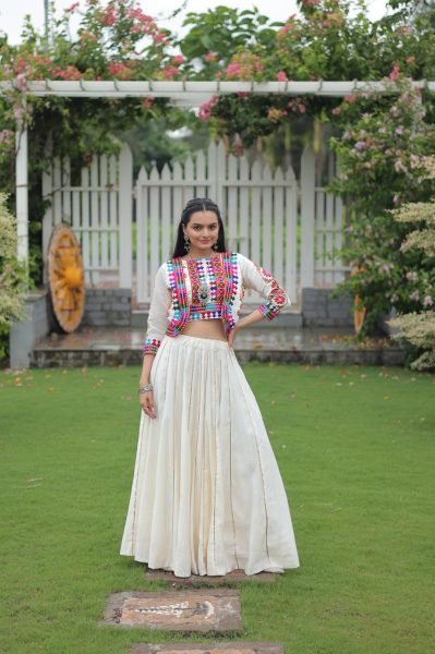 Off White Embroidered Lehenga Choli Elegant Navratri Collection 2025 Navratri Lehnega Choli