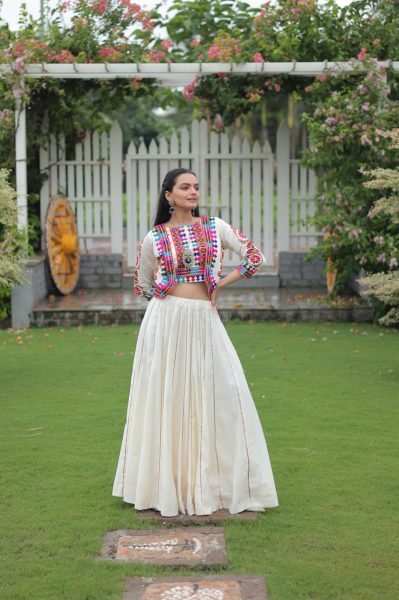 Off White Embroidered Lehenga Choli Elegant Navratri Collection 2025 Navratri Lehnega Choli