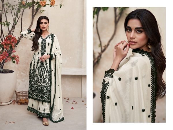 Off White Heavy Real Vichitra Sharara Suit with Embroidery Work Designer Plazzo Salwar Suits Wholesale