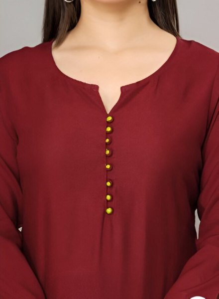 Daily Chic in Maroon Roman Silk Top for Work  & Everyday Elegance Tunics kurti