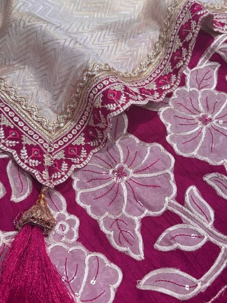 OffWhite Pure Viscose Satin Saree with Sequins Embroidered Lace and Designer Blouse Designer Wedding Sarees Wholesale