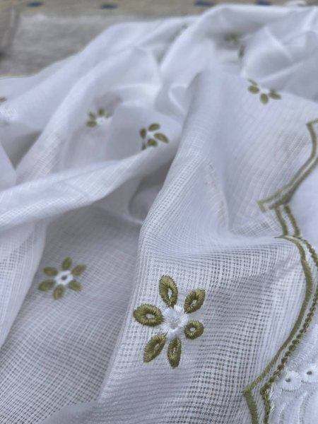 Olive Bloom Chikankari Cotton Suit with Palazzo and Kota Dupatta at Wholesale Rate Color Set Matching Dress Material Wholesale