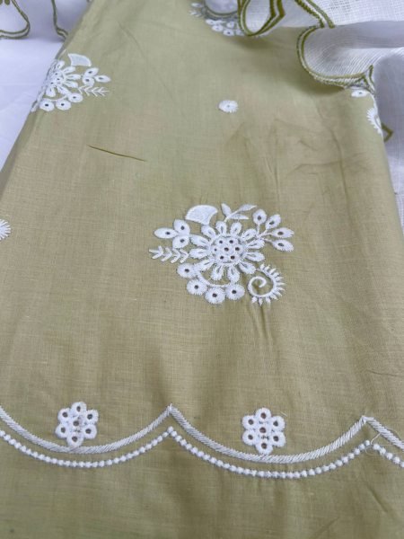 Olive Bloom Chikankari Cotton Suit with Palazzo and Kota Dupatta at Wholesale Rate Color Set Matching Dress Material Wholesale