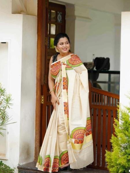 Onam Special Kerala Soft Linen Saree with Golden Border   Patch Work For Woman Sarees 