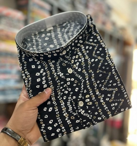 Opulent Black Kids Bandhani Kurta for Navratri Festival Wear Boys Wear