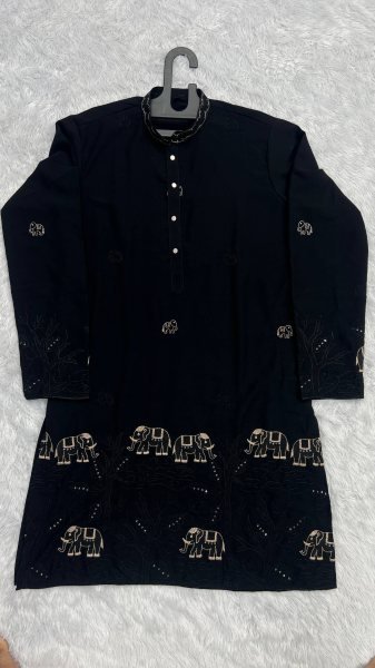 Opulent Black Men's Ethnic Kurta Pajama Set with Armaani Lachko Fabric  Kurta Pajama Wholesale
