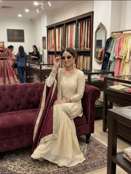 Opulent Chinon Sarara Set with Sequins Embroidery and Silk Dupatta for Party Wear Ready To Wear Collection