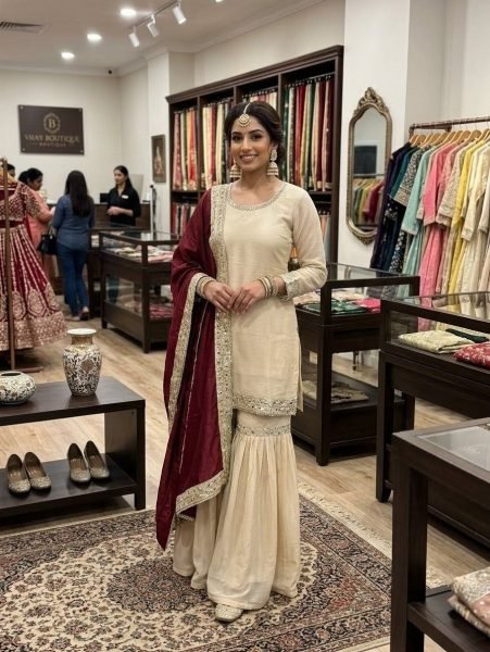 Opulent Chinon Sarara Set with Sequins Embroidery and Silk Dupatta for Party Wear Ready To Wear Collection