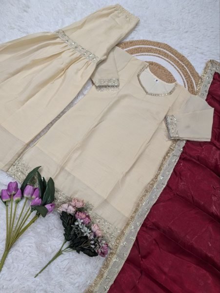 Opulent Chinon Sarara Set with Sequins Embroidery and Silk Dupatta for Party Wear Ready To Wear Collection