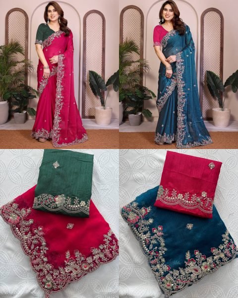 Opulent Hot Pink Chiffon Silk Party Wear Saree with Embroidered Banglory Silk Blouse Silk Sarees Wholesale