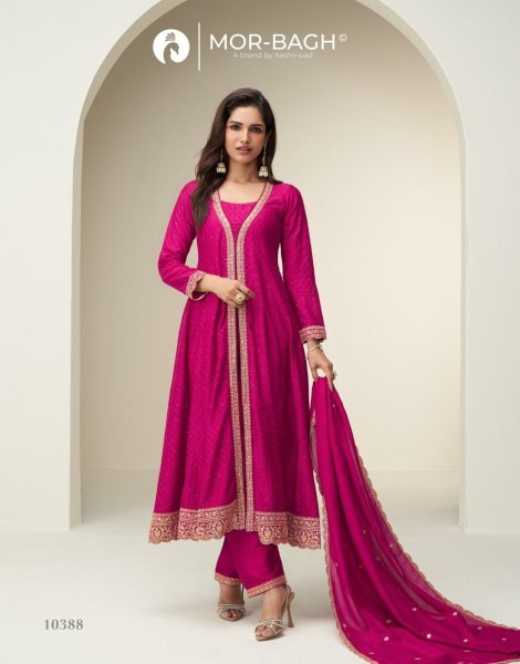 Opulent Hot Pink Premium Silk Kurti Palazzo Set with Embroidered Dupatta For Wedding Embroidery Suits Wholesale
