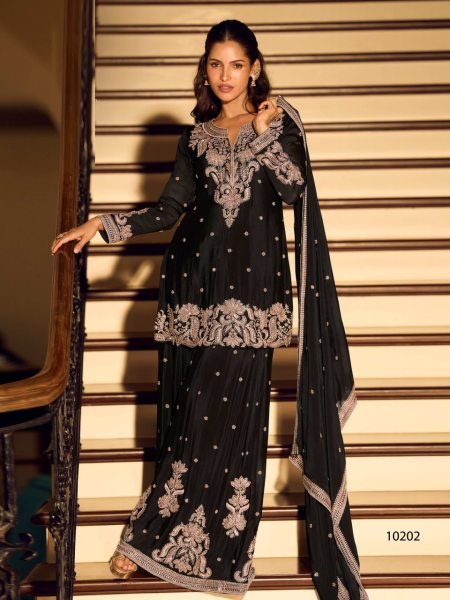 Opulent Pakistani Style Black Sharara Suit for Festive And Sangeet Wear Designer Plazzo Salwar Suits Wholesale