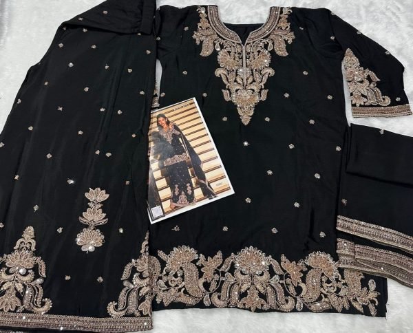 Opulent Pakistani Style Black Sharara Suit for Festive And Sangeet Wear Designer Plazzo Salwar Suits Wholesale