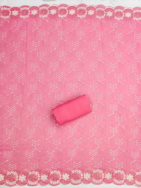 Opulent Pink Georgette Heavy Multi Siffly Work Top Bottom Dupatta Set at Manufacturer  Color Set Matching Dress Material Wholesale