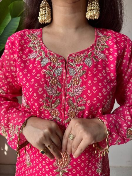 Opulent Pink Printed Chinon Embroidered Kurti Sharara with Dupatta for Wedding Wear at Wholesale Rate  Ready To Wear Collection