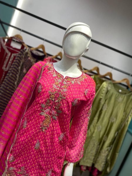 Opulent Pink Printed Chinon Embroidered Kurti Sharara with Dupatta for Wedding Wear at Wholesale Rate  Ready To Wear Collection