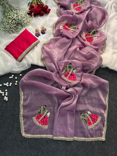 Opulent Purple PC Moss Georgette Saree with Mono Fabric Blouse for Festival Georgette Sarees Wholesale