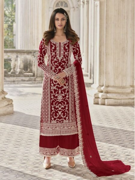 Opulent Red Customised Stitching Pakistani Salwar Suit for Wholesale Supplier   Embroidery Suits Wholesale