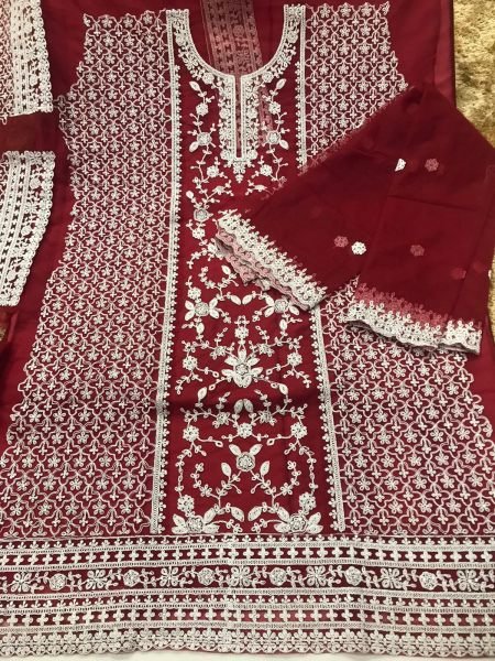 Opulent Red Customised Stitching Pakistani Salwar Suit for Wholesale Supplier   Embroidery Suits Wholesale