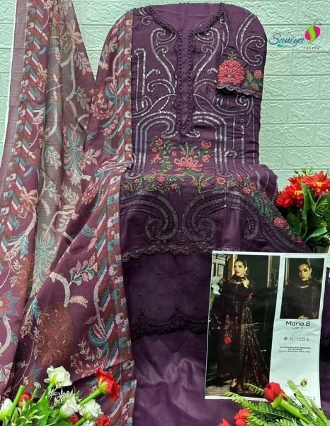 Opulent Royal Purple Rayon Cotton Embroidered Salwar Suit with Muslin Print Dupatta Pakistani Suits Wholesale