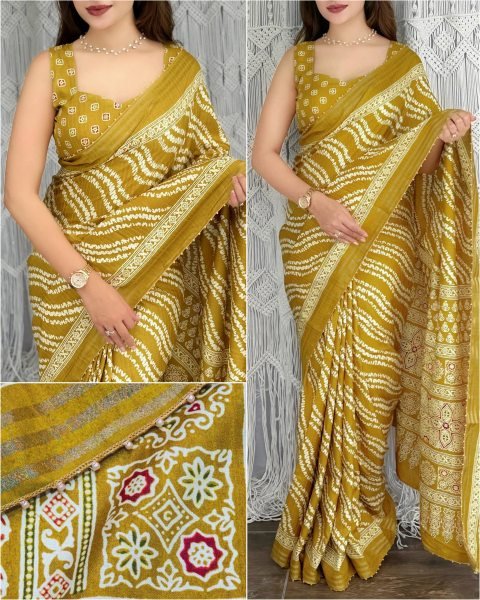 Opulent Yellow Designer Cotton Slub Saree with Leheriya Print Pallu For Wedding Printed Cotton Sarees Wholesale