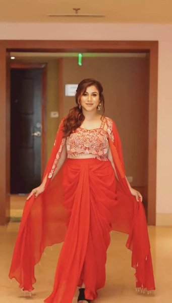 Orange Faux Georgette Embroiderery Lehenga Set with Shrug Designer Party Wear Ready To Wear Collection
