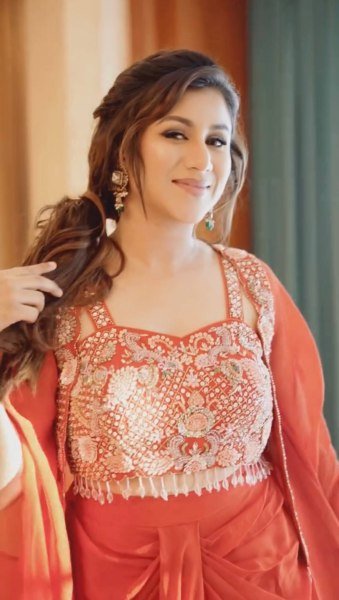 Orange Faux Georgette Embroiderery Lehenga Set with Shrug Designer Party Wear Ready To Wear Collection