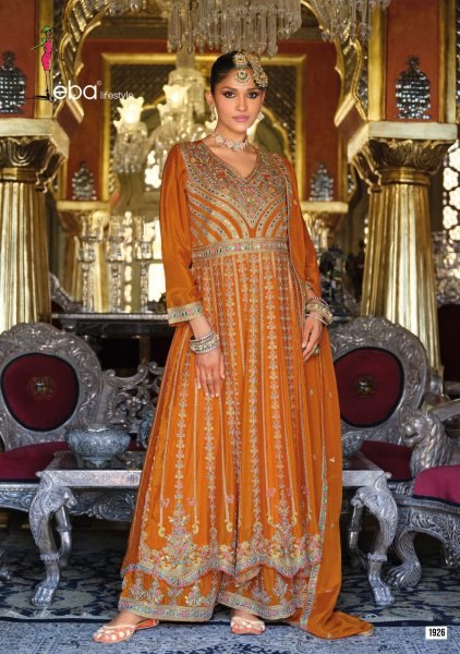 Orange Festival Wear Heavy Chinon Embroidered Suit Set with Boutique Quality Finish Designer Plazzo Salwar Suits Wholesale
