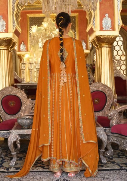 Orange Festival Wear Heavy Chinon Embroidered Suit Set with Boutique Quality Finish Designer Plazzo Salwar Suits Wholesale
