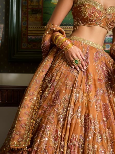 Orange Party Wear Taby Silk Lehenga Choli with Real Mirror Work at Manufacturer Rate Designer Lehenga Choli