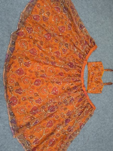 Orange Party Wear Taby Silk Lehenga Choli with Real Mirror Work at Manufacturer Rate Designer Lehenga Choli