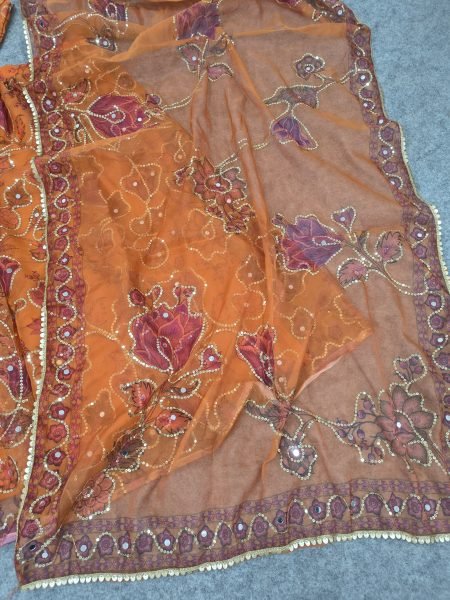 Orange Party Wear Taby Silk Lehenga Choli with Real Mirror Work at Manufacturer Rate Designer Lehenga Choli