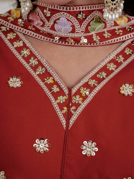 Exclusive Orange Roman Silk Sharara Suit with Sequence Work Dupatta For Party Wear Ready To Wear Collection