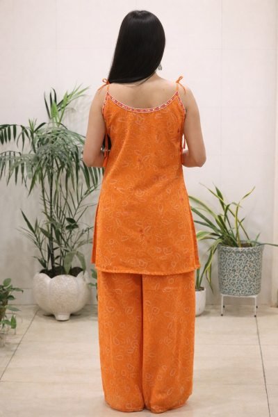 Orange Stylish Sleeveless Kurti Set with Mirror Work at Manufacturer Rate CO ORD Sets