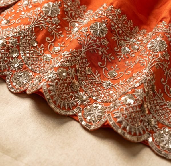 Orange Wedding Wear Silk Suit Set with Rich Embroidery Work at Wholesale Rate Anarakali Gown Wholesale