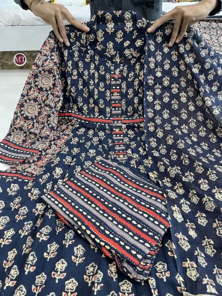 Order Printed cotton kurti   pants with Mil Print Dupatta  Cotton Kurtis Wholesale