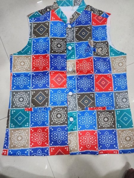 Organic Blue Crem Matching Father Son Malai Satin Kurta Koti Pyjama Set Father Son Collection 