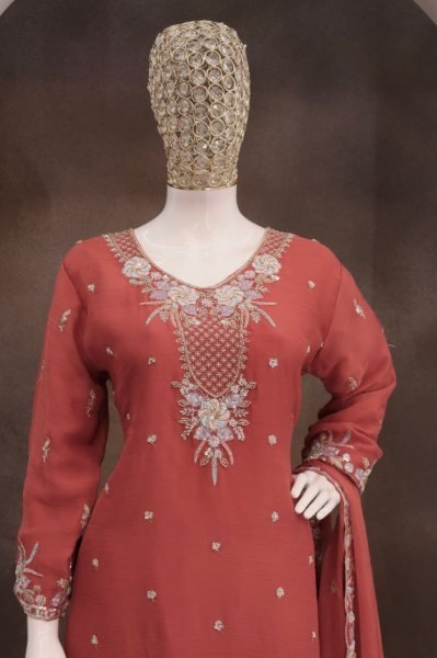 Organic Coral Pink Premium Embroidered Palazzo Set for Festive and Occasion Wear Designer Plazzo Salwar Suits Wholesale